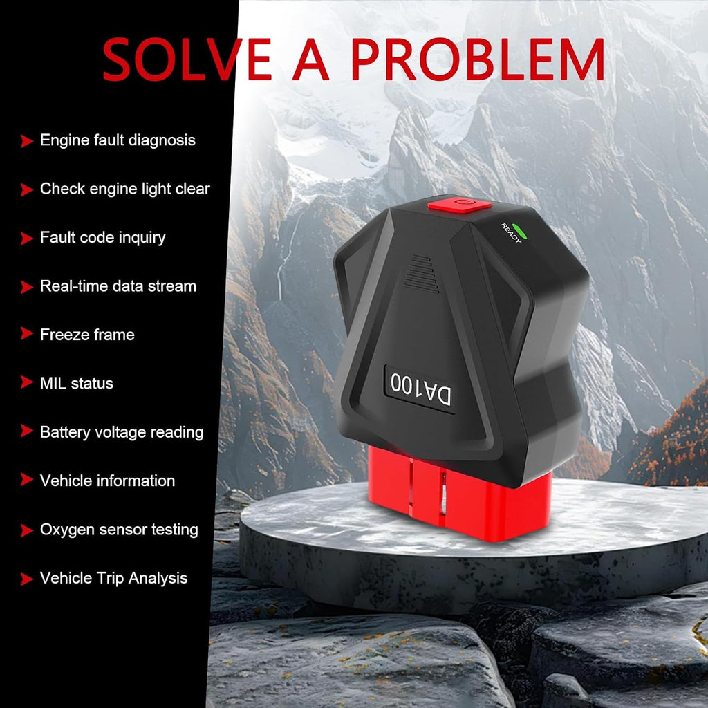 Car OBD2 Bluetooth Scanner, Reset and Clear Fault Codes Device, Wireless Data Detection Diagnostic Tool with Freeze Frame Design, Performance Test Device for Ios & Android & Windows (Black)