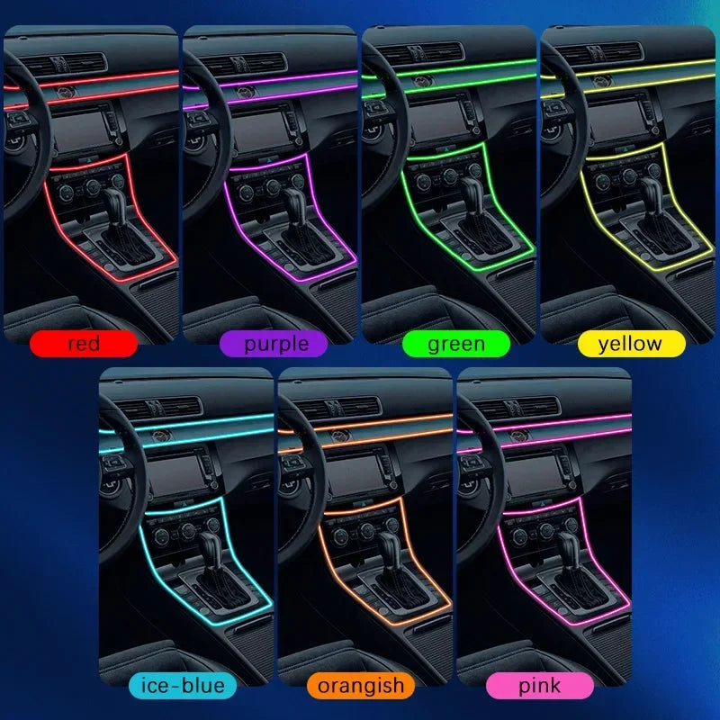 3M USB Blue LED Automotive Interior Atmosphere Light - Flexible Neon Strip for DIY Environmental Lighting