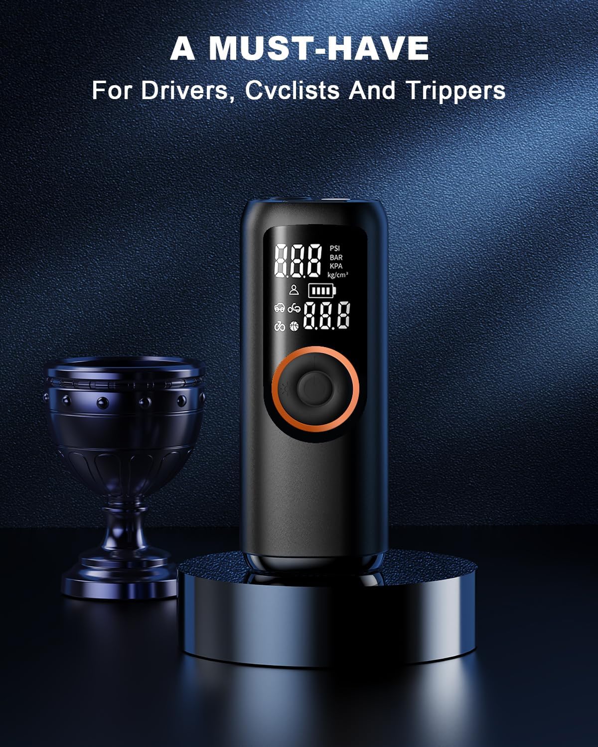 Tire Inflator Portable Air Compressor, Electric Air Pump 4X Super Fast Inflation Air Compressor for Car Tires Gauge Pressure USB C Rechargeable Power Bank Tire Pump with LED for Car Motor Bike Ball