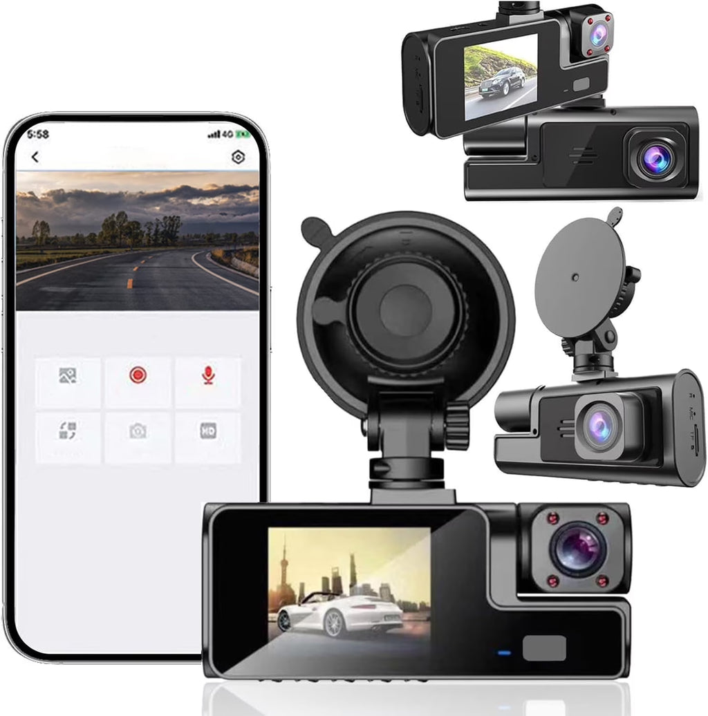Dash Cam Built-In Wifi GPS Front 2K and Rear 1080P Dash Camera for Cars,155° Wide Angle Dashboard Camera Recorder