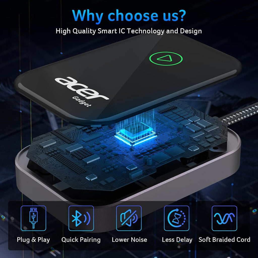 Acer Gadget Carplay Wireless Adapter for Apple — Iphone Wireless Apple Carplay Wireless Adapter Upgrade Wired Carplay to Wireless for Seamless Music Navigation Calls and Messages