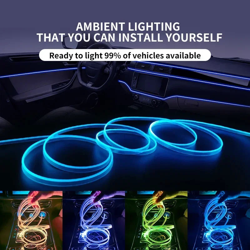 3M USB Blue LED Automotive Interior Atmosphere Light - Flexible Neon Strip for DIY Environmental Lighting