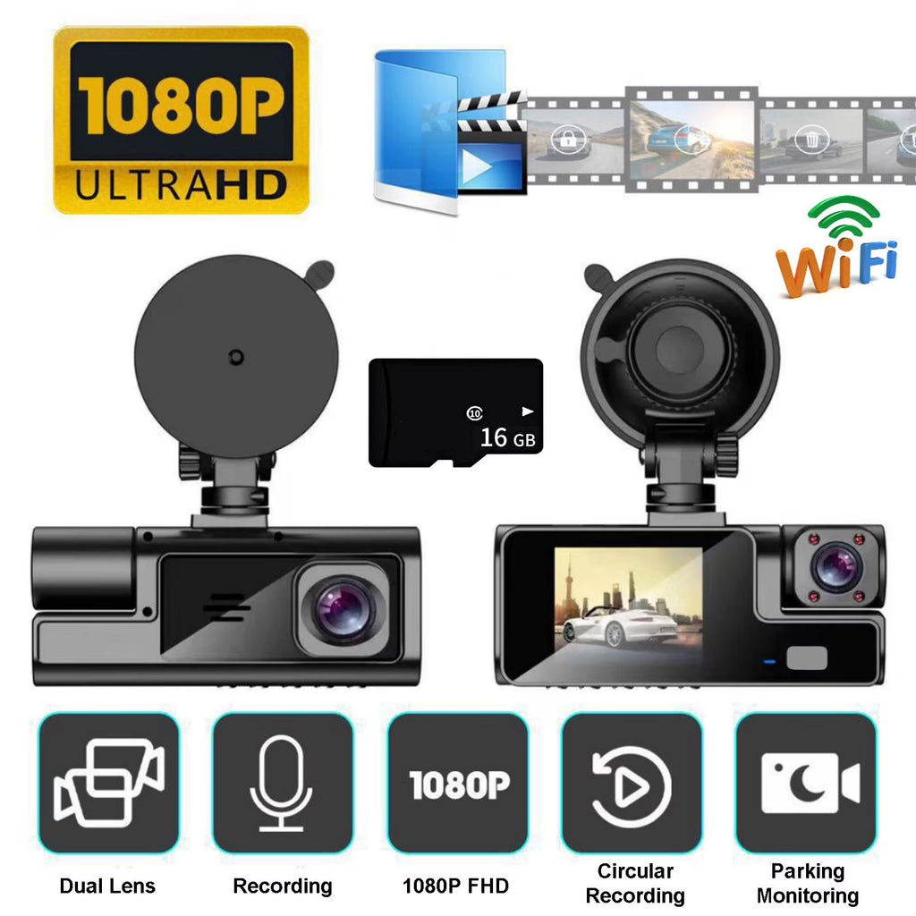 Dash Cam Built-In Wifi GPS Front 2K and Rear 1080P Dash Camera for Cars,155° Wide Angle Dashboard Camera Recorder